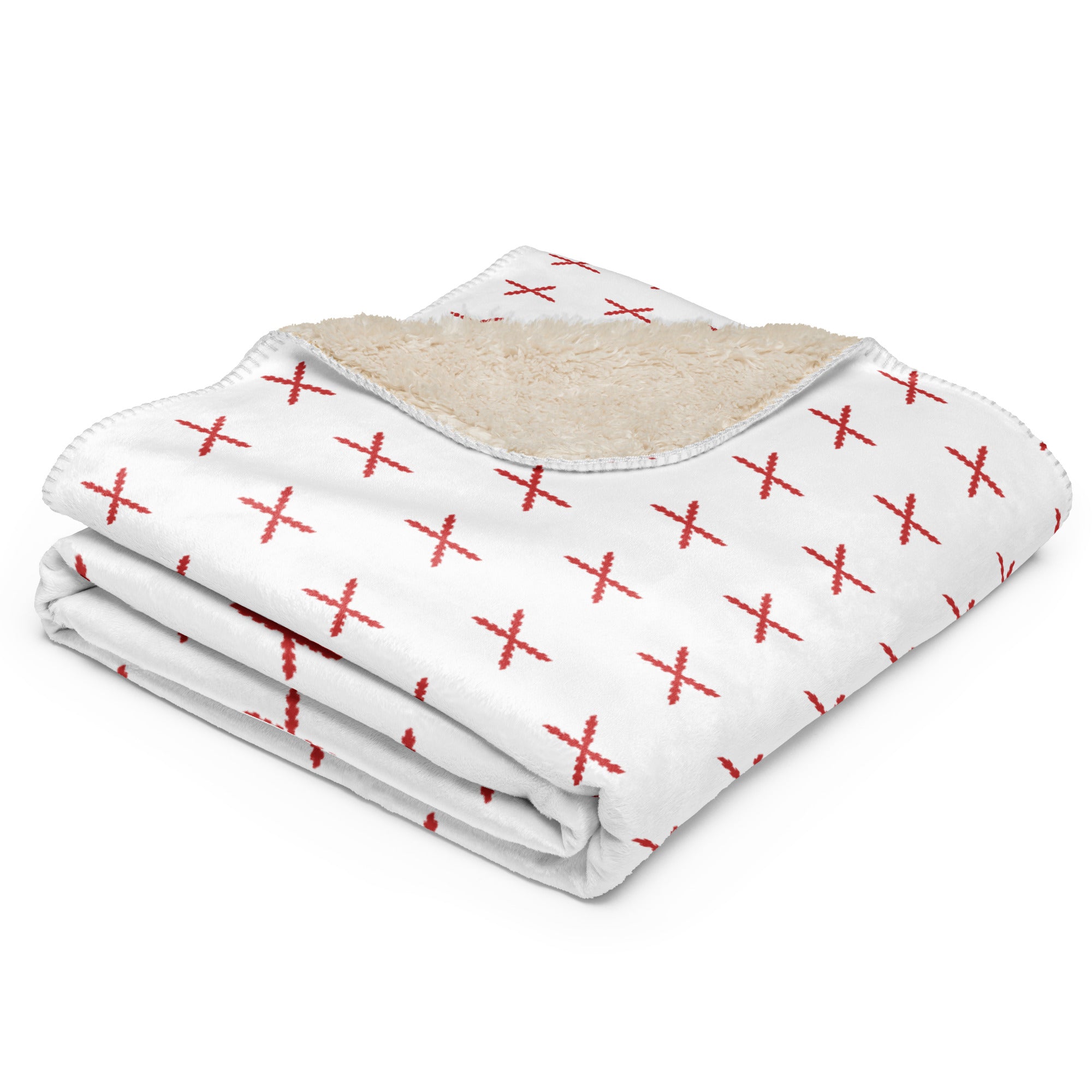 Manta sherpa Cruz de Borgoña mosaico blanco - LaFlamencadeBorgoña