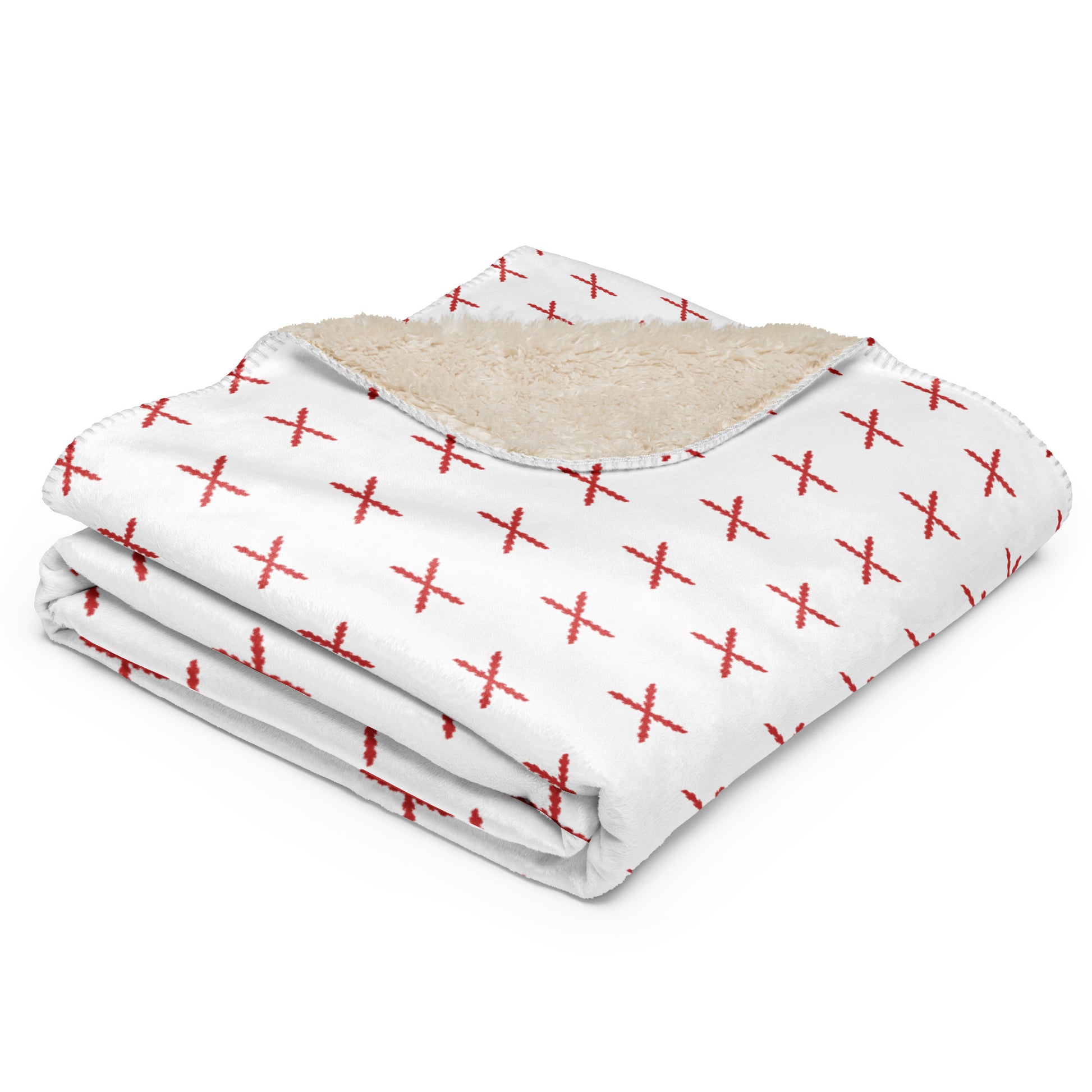 Manta sherpa Cruz de Borgoña mosaico blanco - LaFlamencadeBorgoña