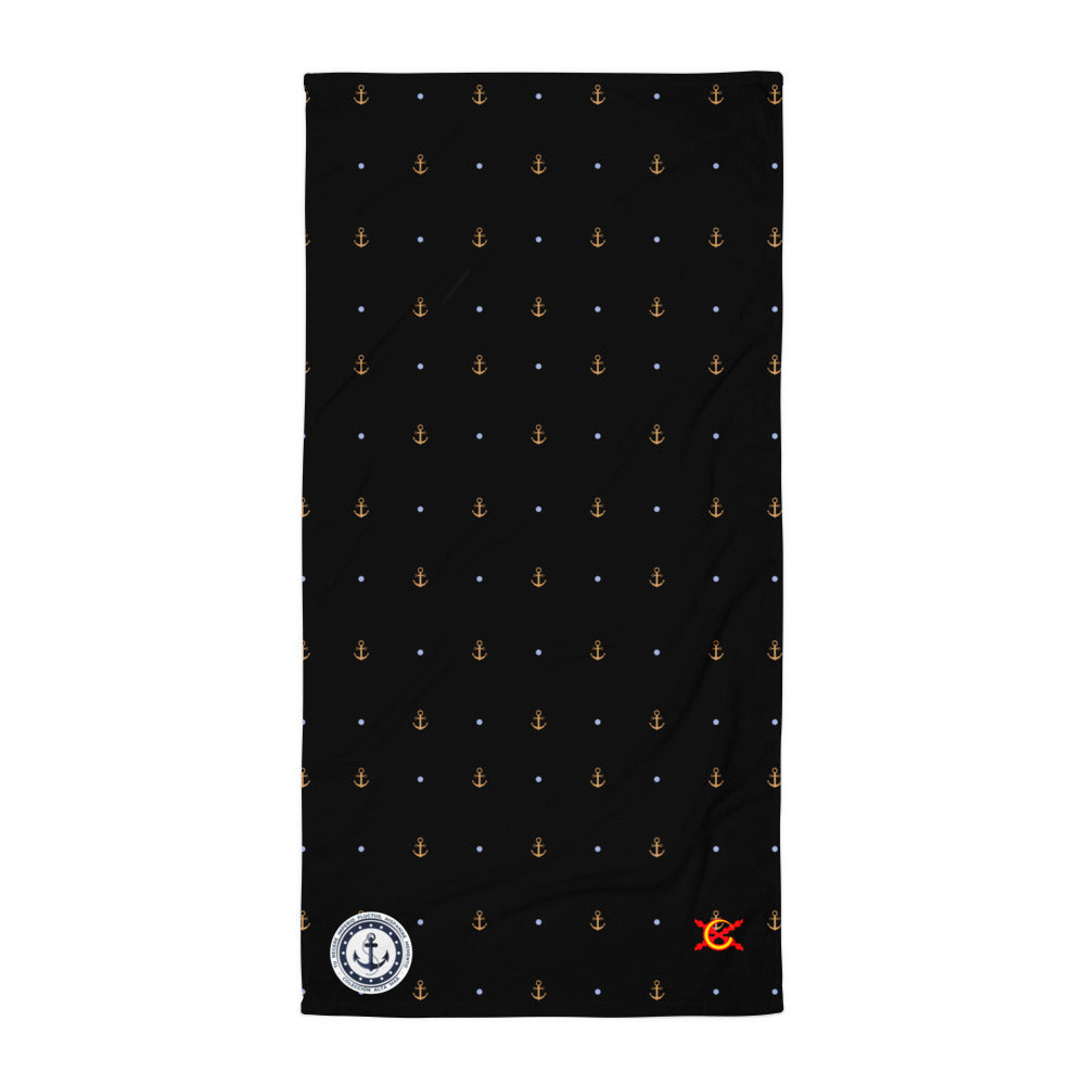 Toalla negra anclas amarillas - Colección Alta Mar X - LaFlamencadeBorgoña