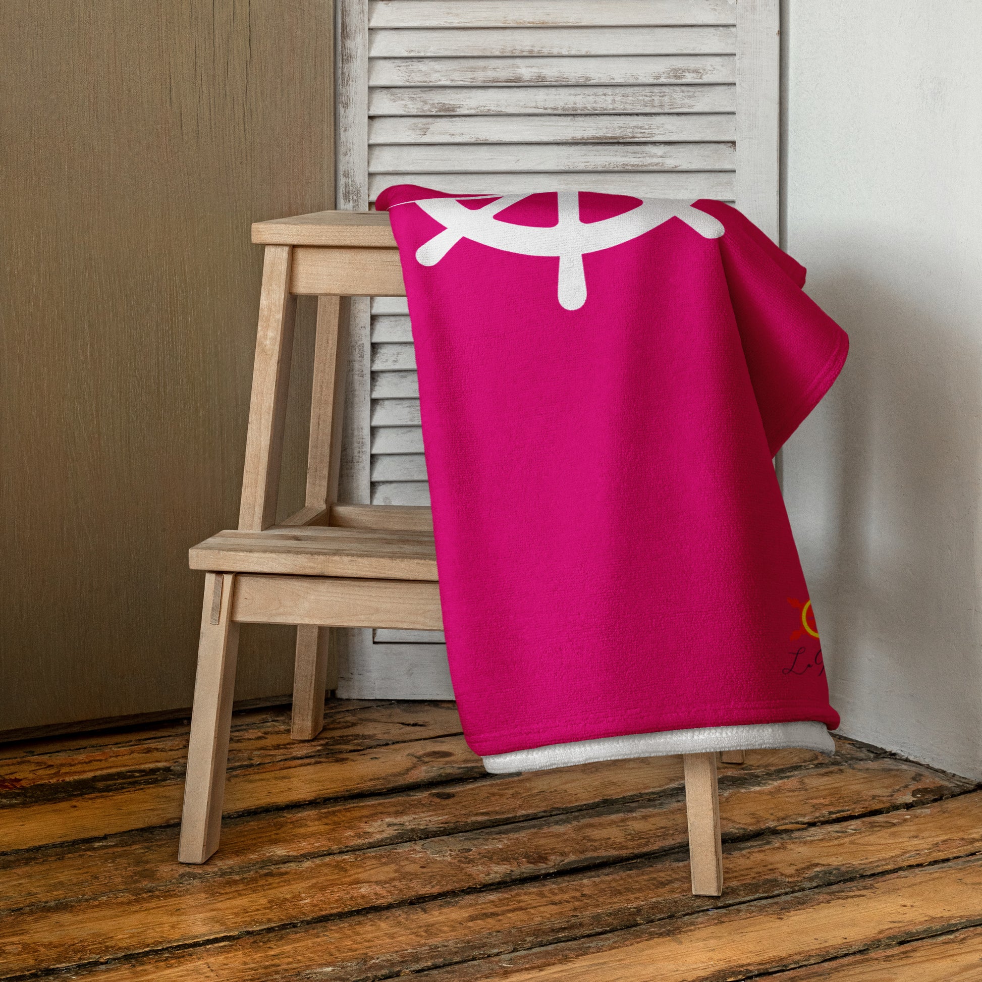 Toalla fucsia rosa capote - Colección Alta Mar VII - LaFlamencadeBorgoña
