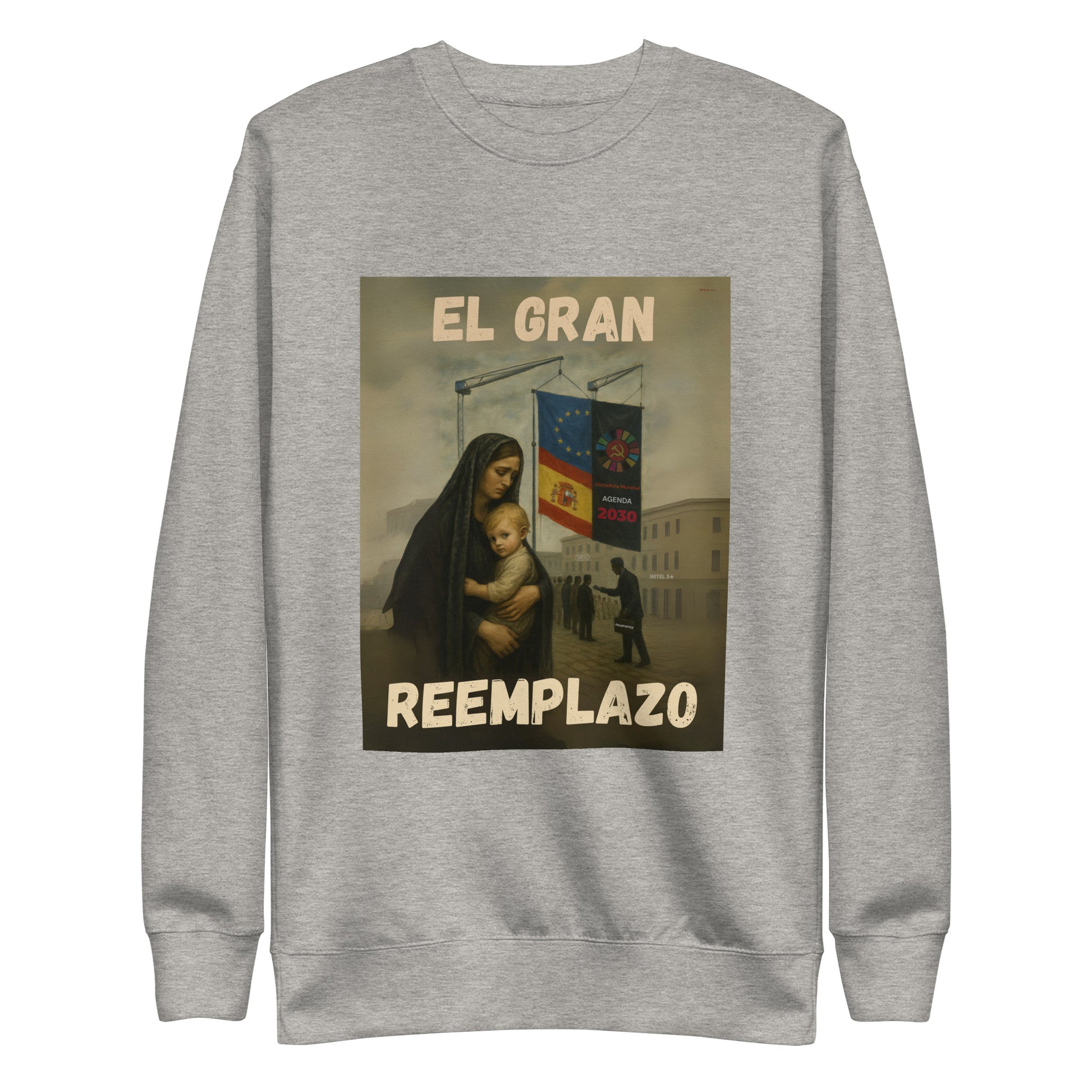 Comprar Sudadera "El gran reemplazo" Bandera España La Flamenca de Borgoña Patricia Muñoz VOX
