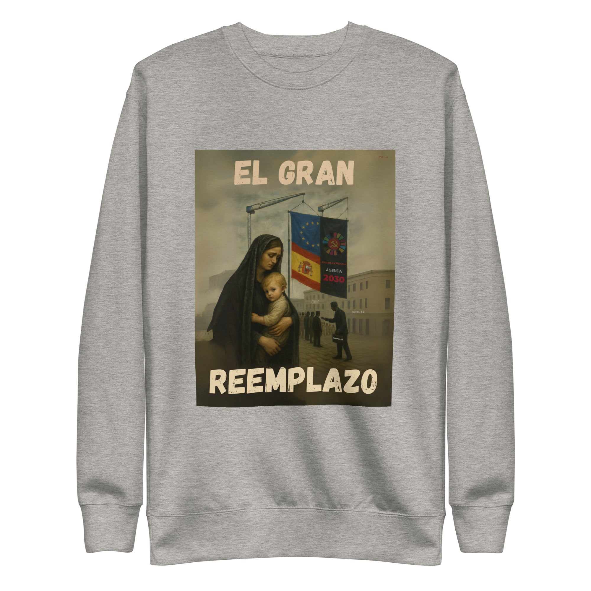 Comprar Sudadera "El gran reemplazo" Bandera España La Flamenca de Borgoña Patricia Muñoz VOX