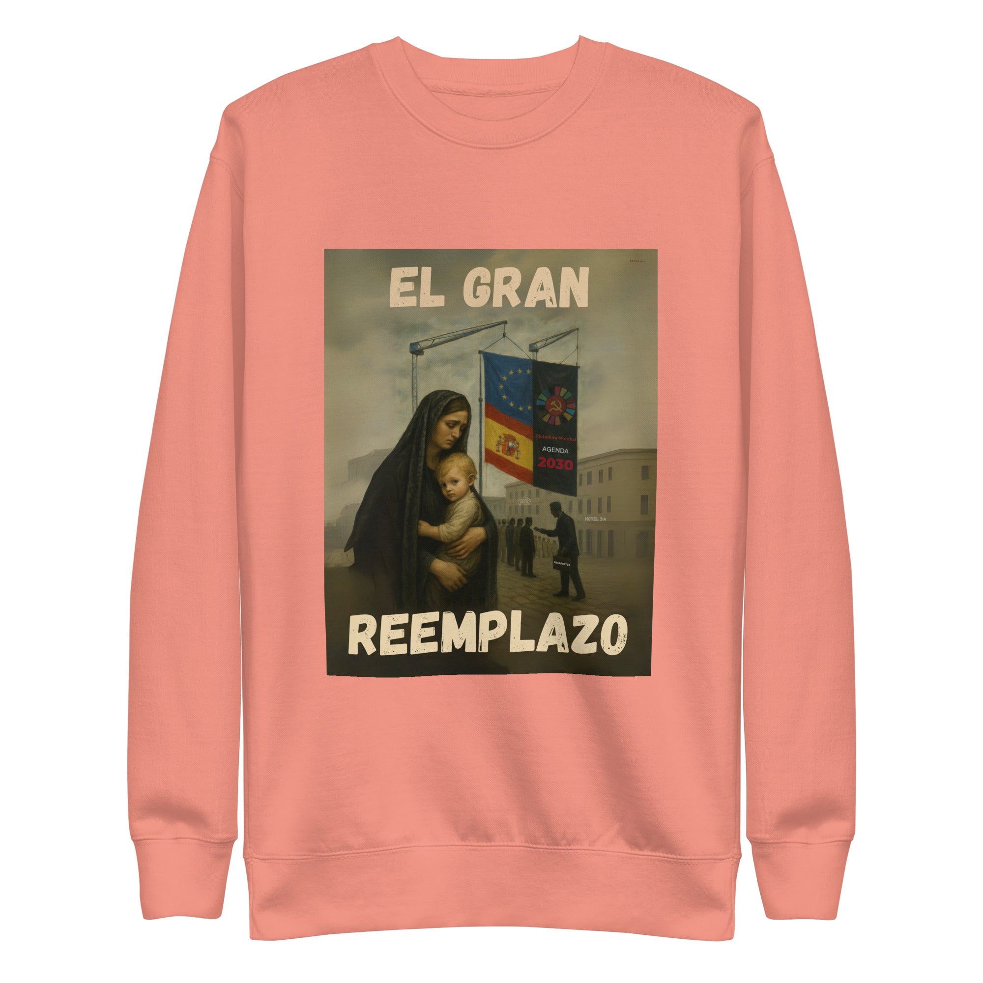 Comprar Sudadera "El gran reemplazo" Bandera España La Flamenca de Borgoña Patricia Muñoz VOX