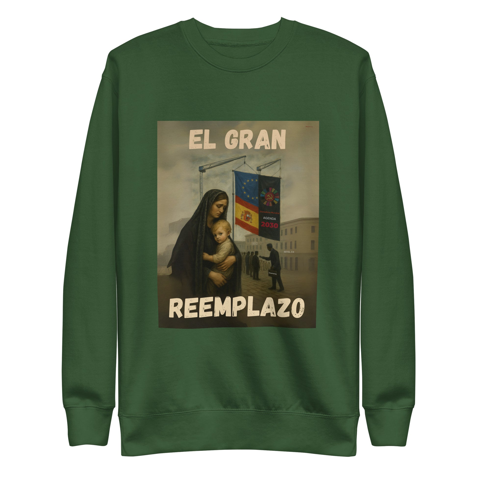 Comprar Sudadera "El gran reemplazo" Bandera España La Flamenca de Borgoña Patricia Muñoz VOX