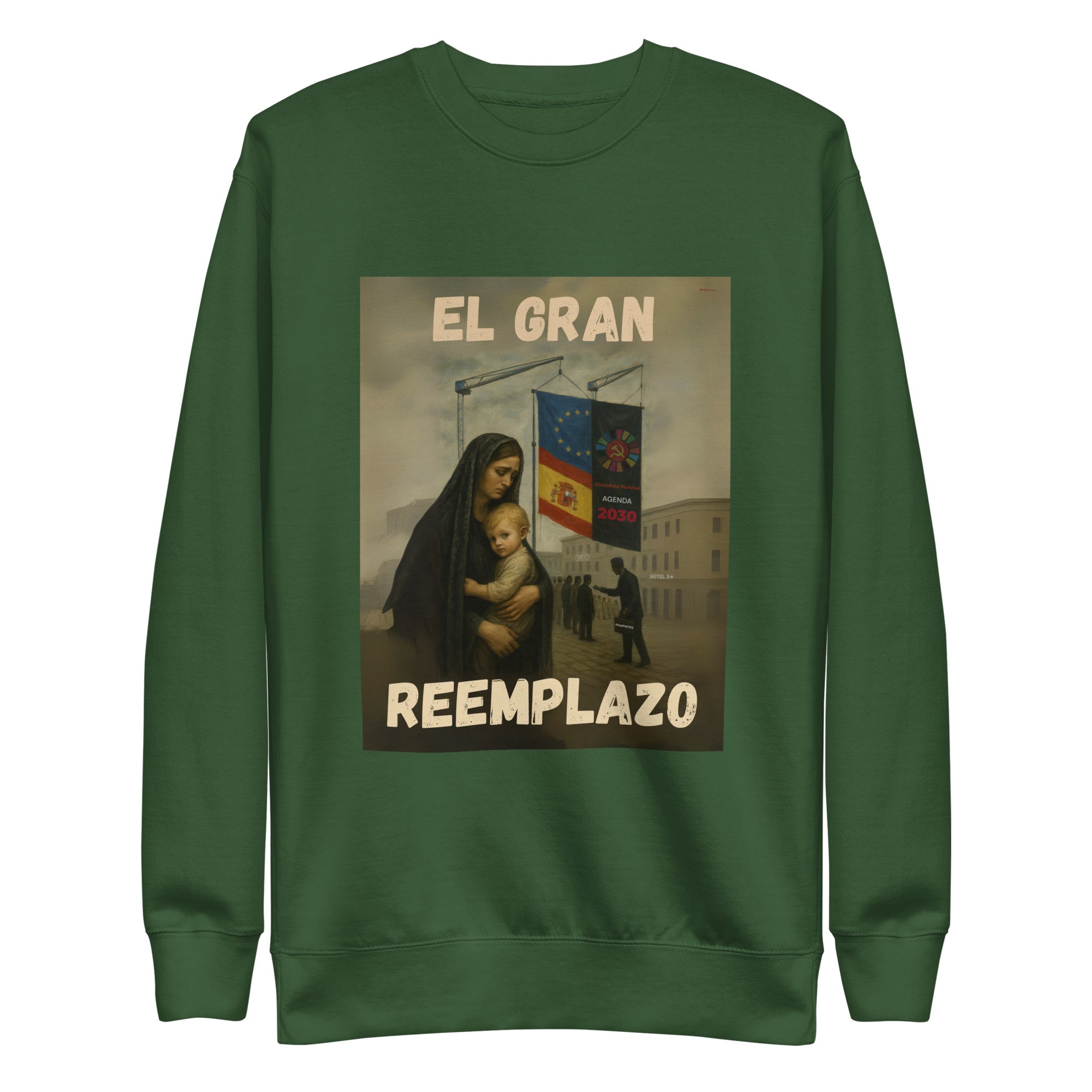 Comprar Sudadera "El gran reemplazo" Bandera España La Flamenca de Borgoña Patricia Muñoz VOX