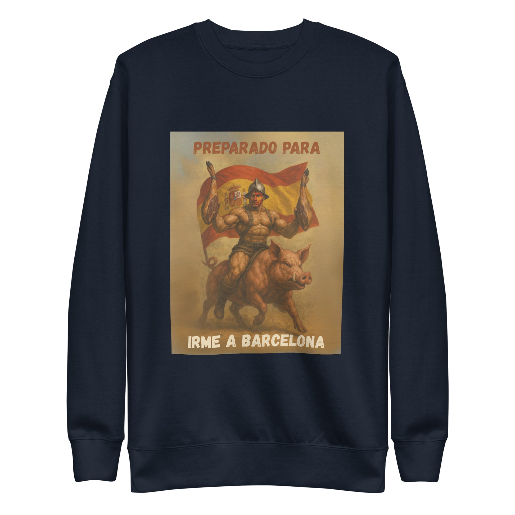 Comprar Sudadera "Preparado para irme a Barcelona" Bandera España La Flamenca de Borgoña Patricia Muñoz VOX