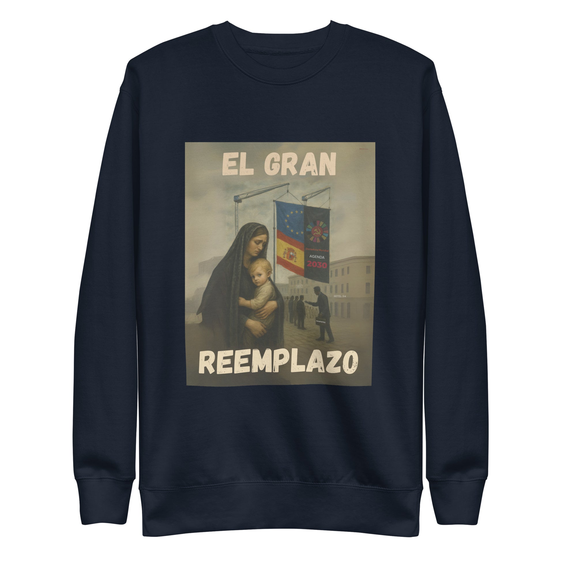 Comprar Sudadera "El gran reemplazo" Bandera España La Flamenca de Borgoña Patricia Muñoz VOX