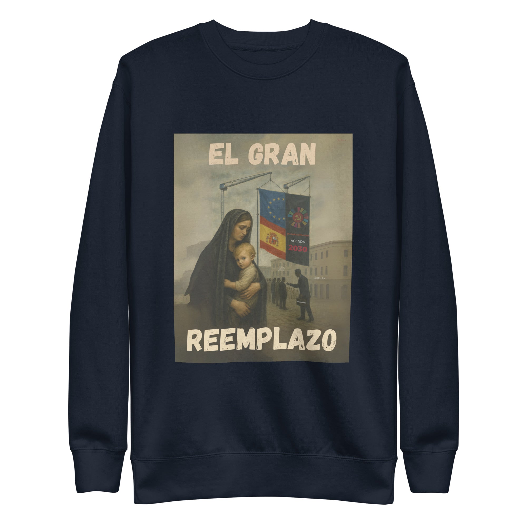 Comprar Sudadera "El gran reemplazo" Bandera España La Flamenca de Borgoña Patricia Muñoz VOX