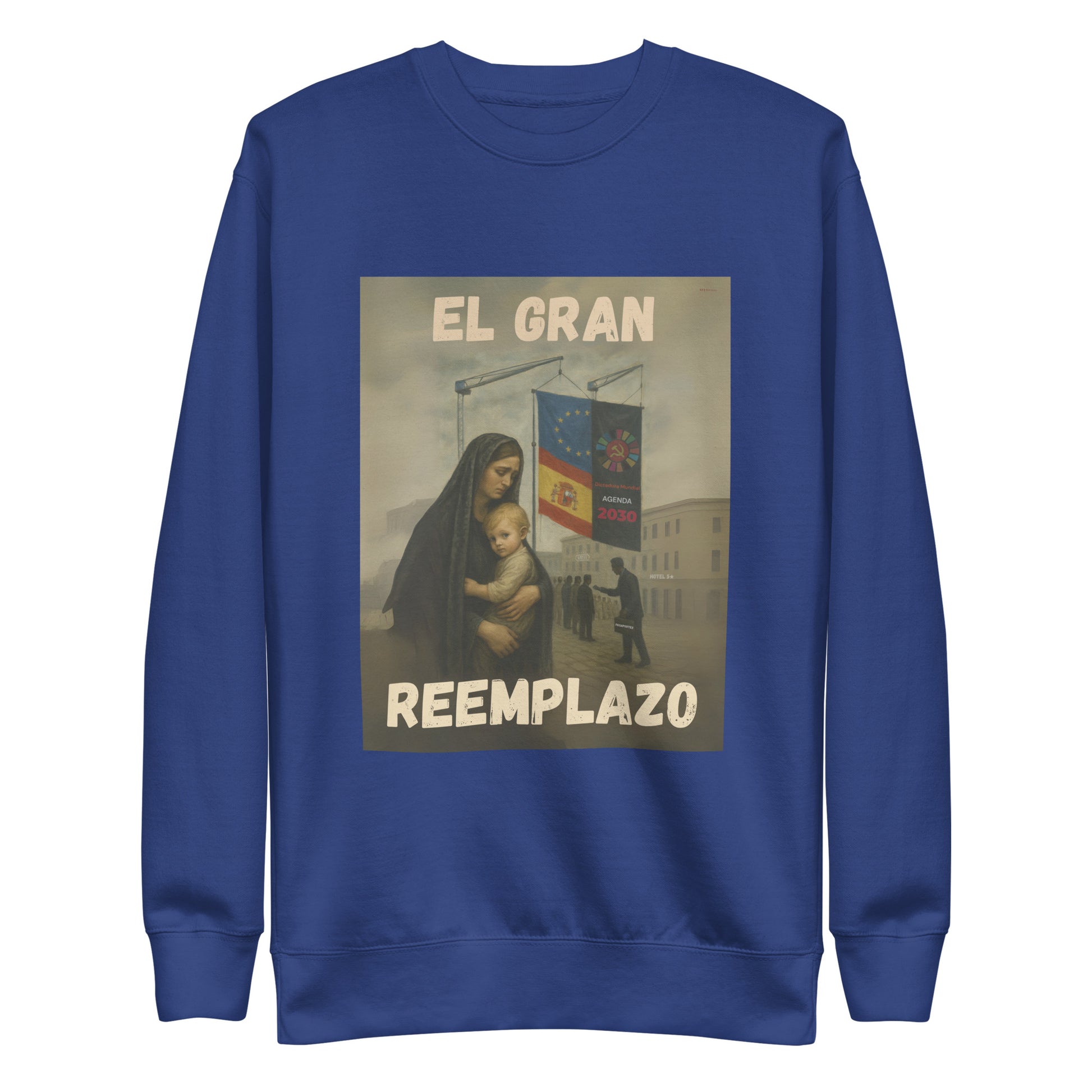 Comprar Sudadera "El gran reemplazo" Bandera España La Flamenca de Borgoña Patricia Muñoz VOX