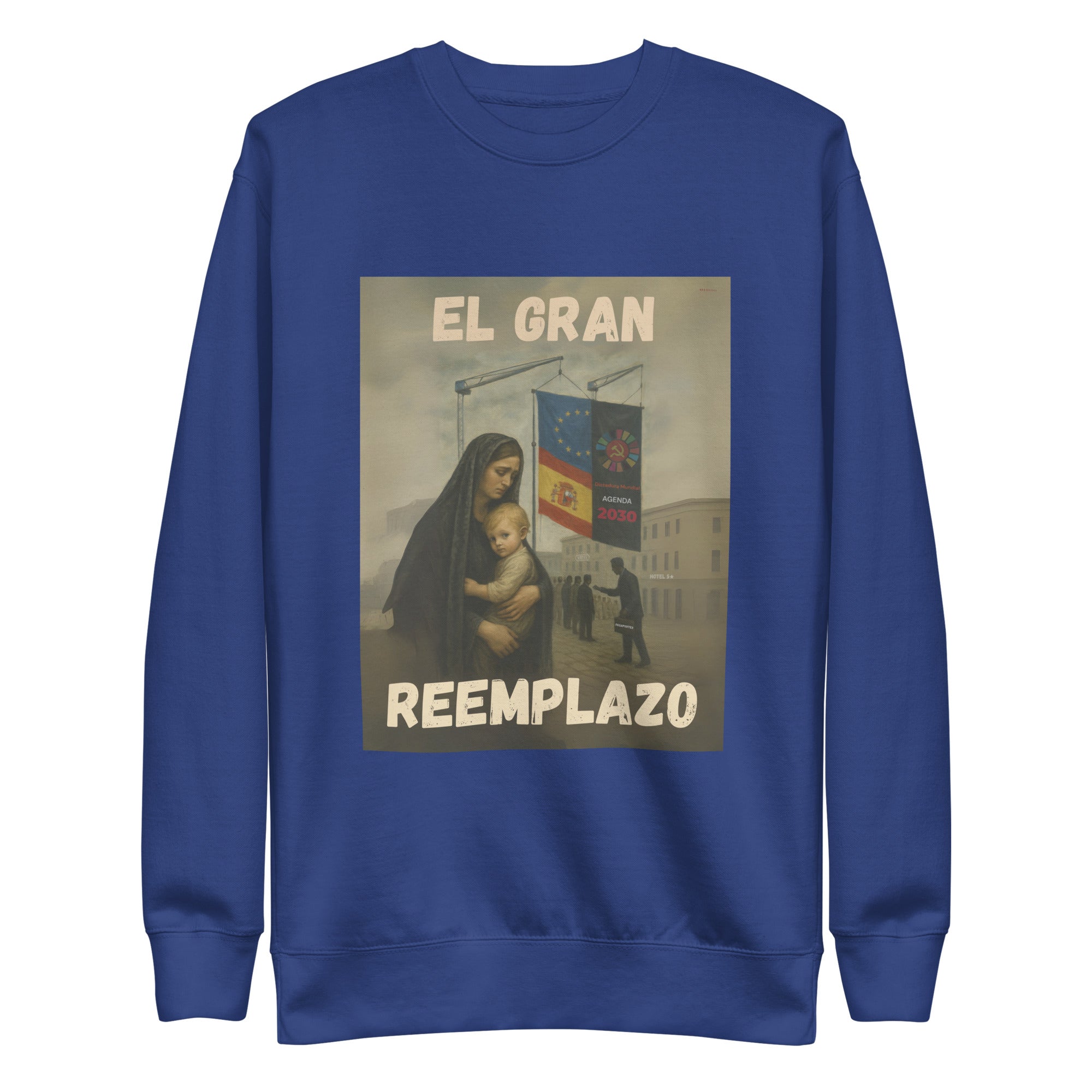 Comprar Sudadera "El gran reemplazo" Bandera España La Flamenca de Borgoña Patricia Muñoz VOX