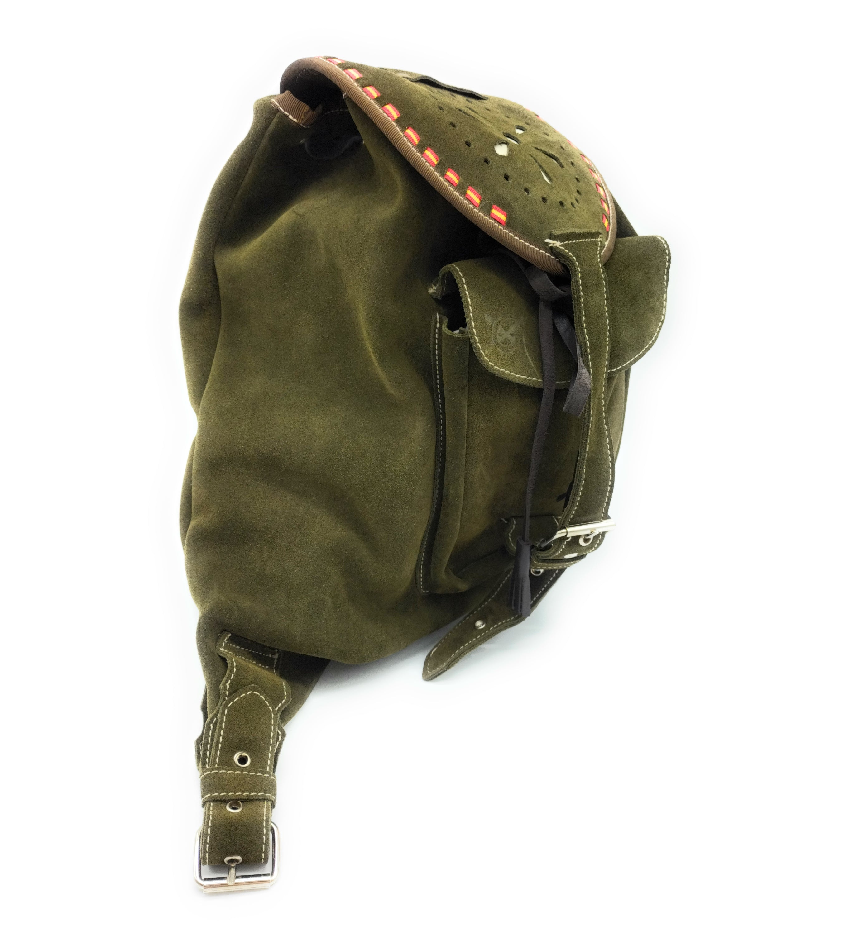 Zurrón Bandera España verde serraje - LaFlamencadeBorgoña