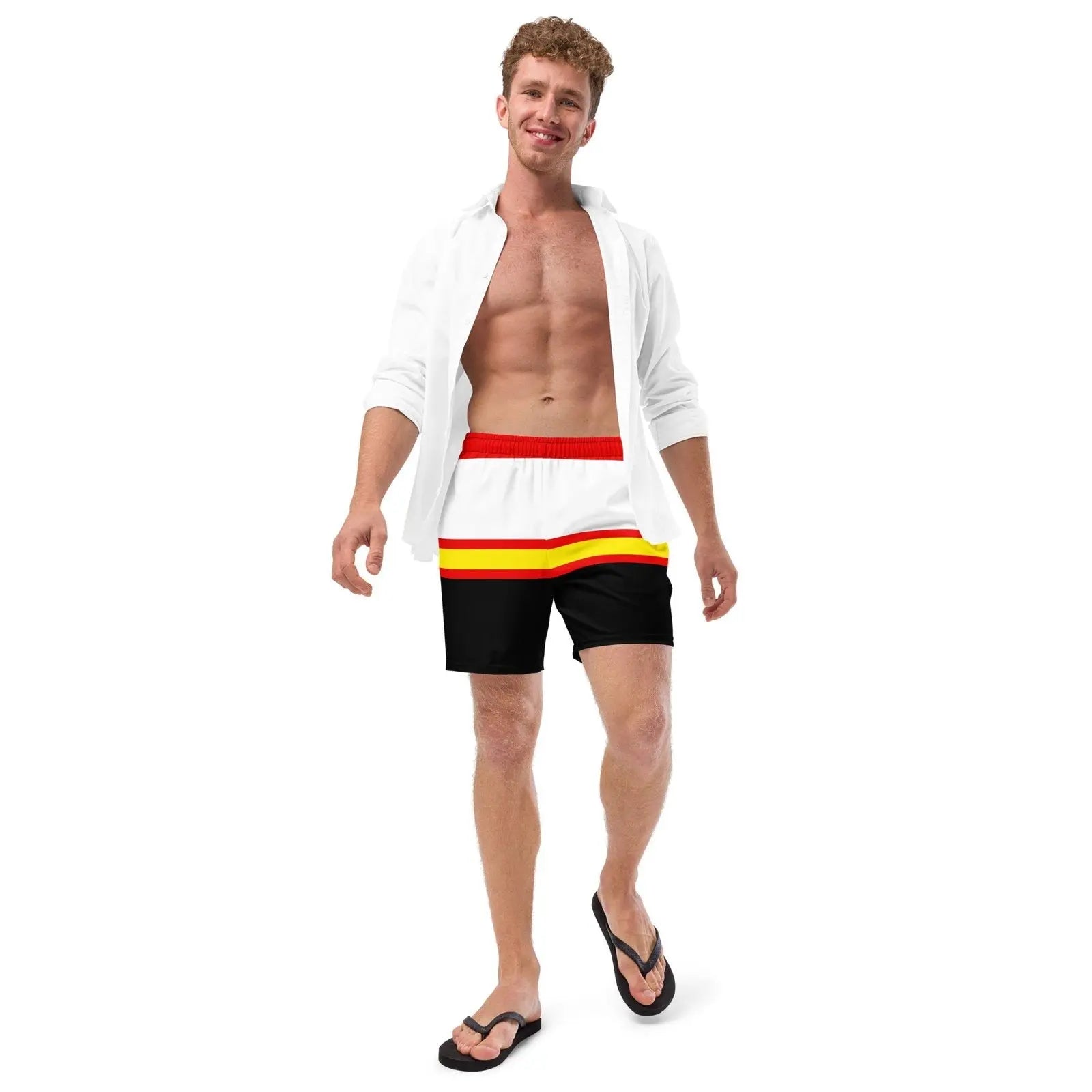 Comprar Bañador Bandera España rayas rojo y negro hombre Bandera España La Flamenca de Borgoña Patricia Muñoz VOX