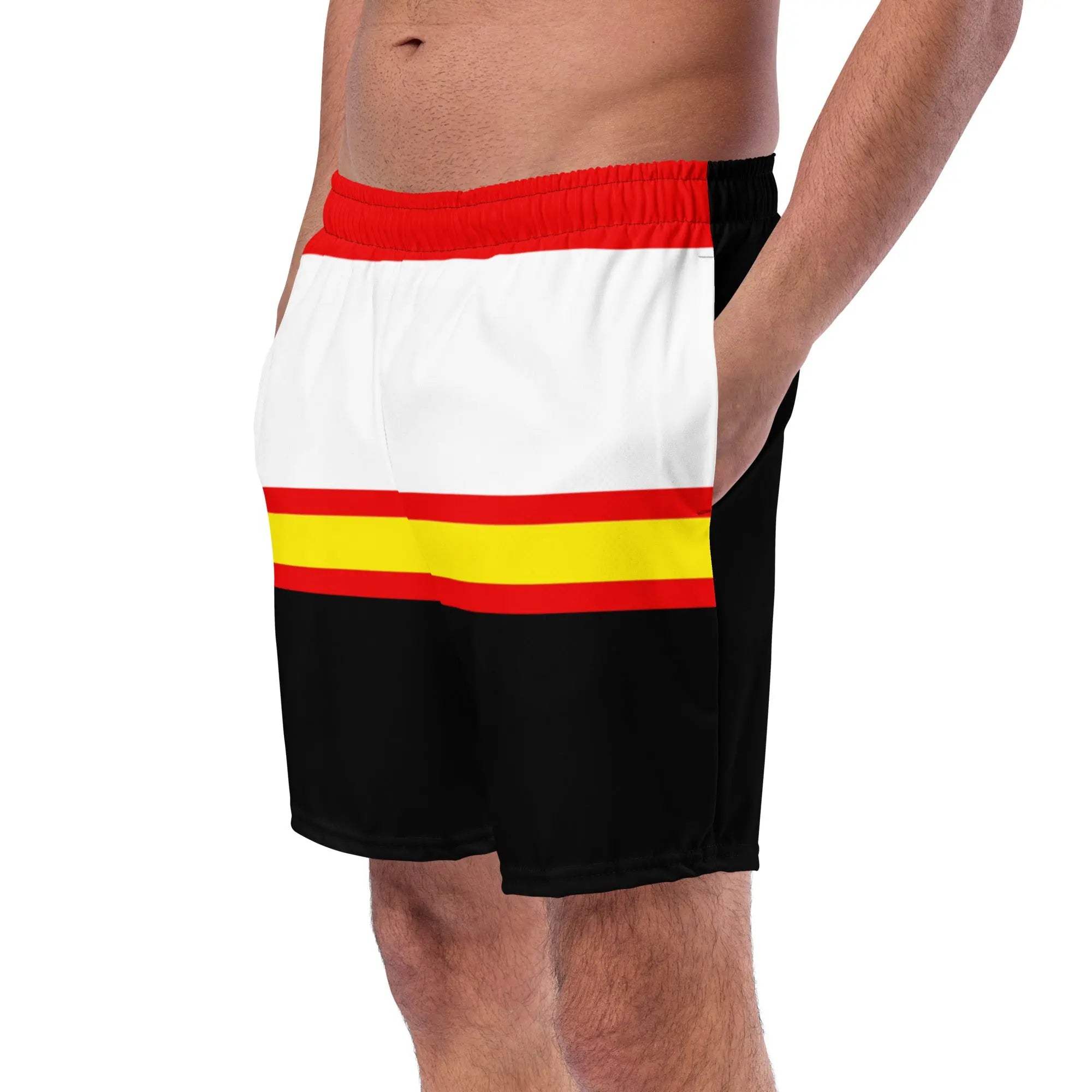 Comprar Bañador Bandera España rayas rojo y negro hombre Bandera España La Flamenca de Borgoña Patricia Muñoz VOX