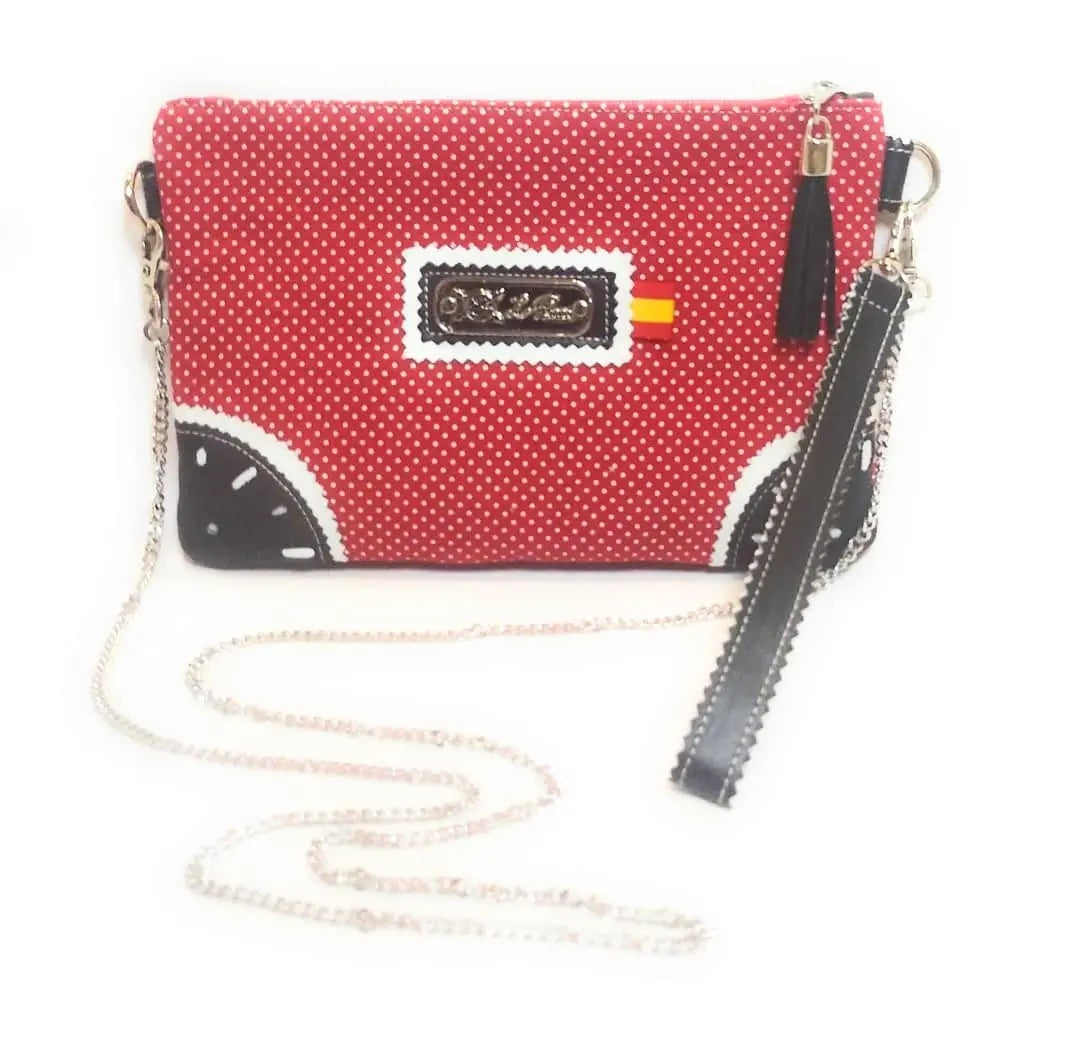 Comprar Bolso de mano de España Lunares Rojo Bandera España La Flamenca de Borgoña Patricia Muñoz VOX