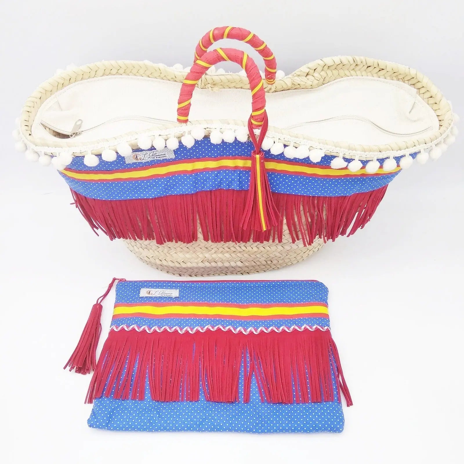 Comprar Bolso mano flamenco azul y rojo Bandera España La Flamenca de Borgoña Patricia Muñoz VOX