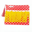 Comprar Bolso mano flamenco rojo flecos amarillos Bandera España La Flamenca de Borgoña Patricia Muñoz VOX