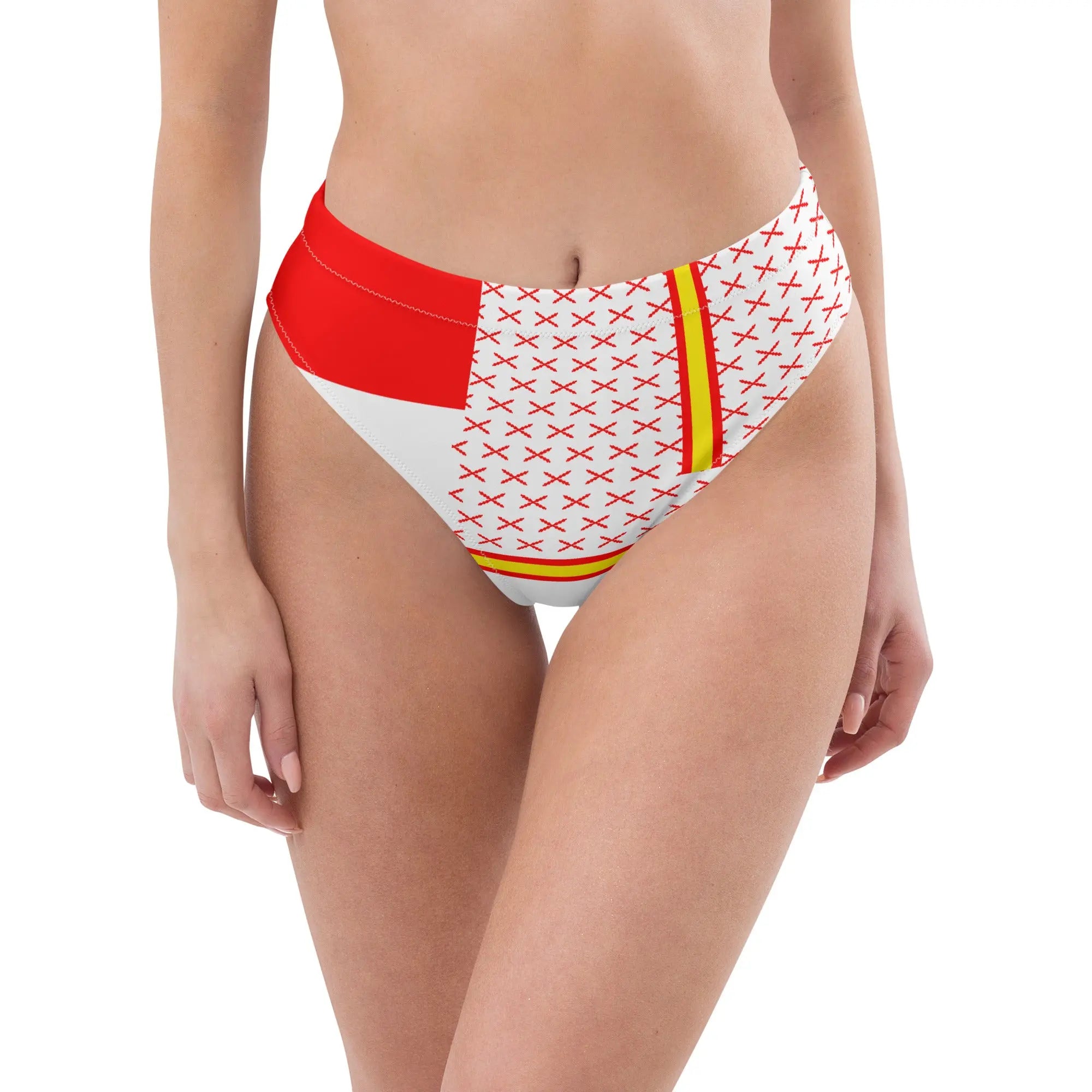 Comprar Braguita bikini Bandera España talle alto Patchwork Bandera España La Flamenca de Borgoña Patricia Muñoz VOX