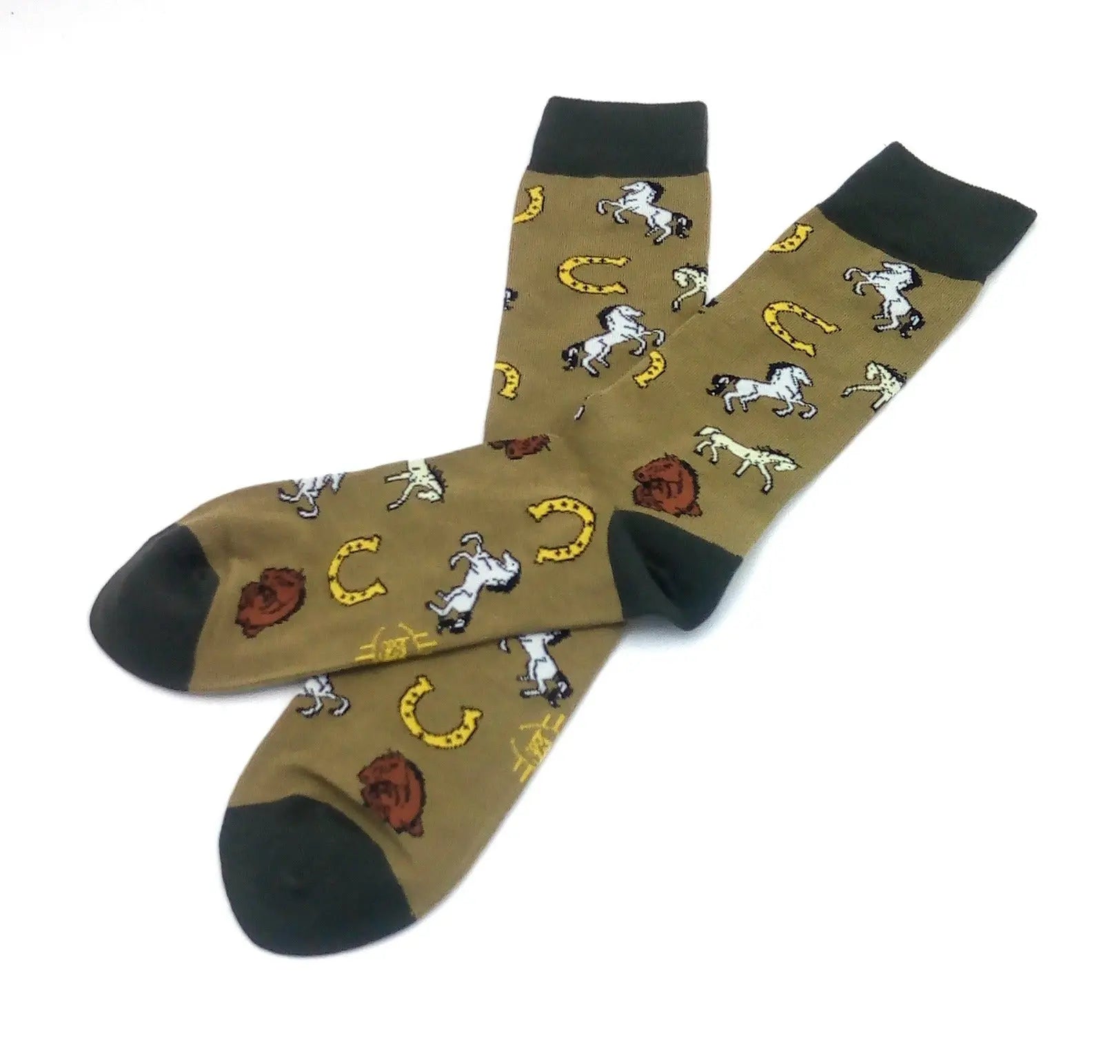 Comprar Calcetines Ecuestres con caballos y herraduras caqui Bandera España La Flamenca de Borgoña Patricia Muñoz VOX