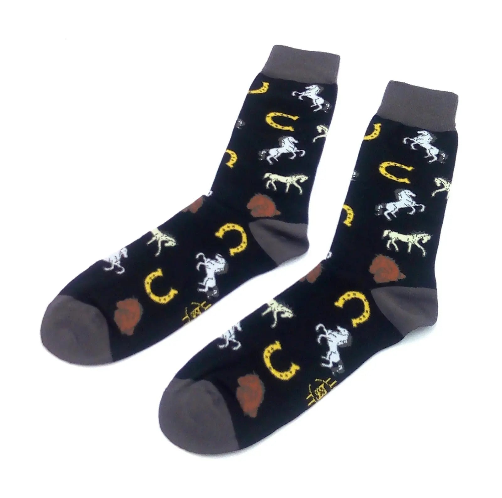 Comprar Calcetines Ecuestres con caballos y herraduras gris Bandera España La Flamenca de Borgoña Patricia Muñoz VOX