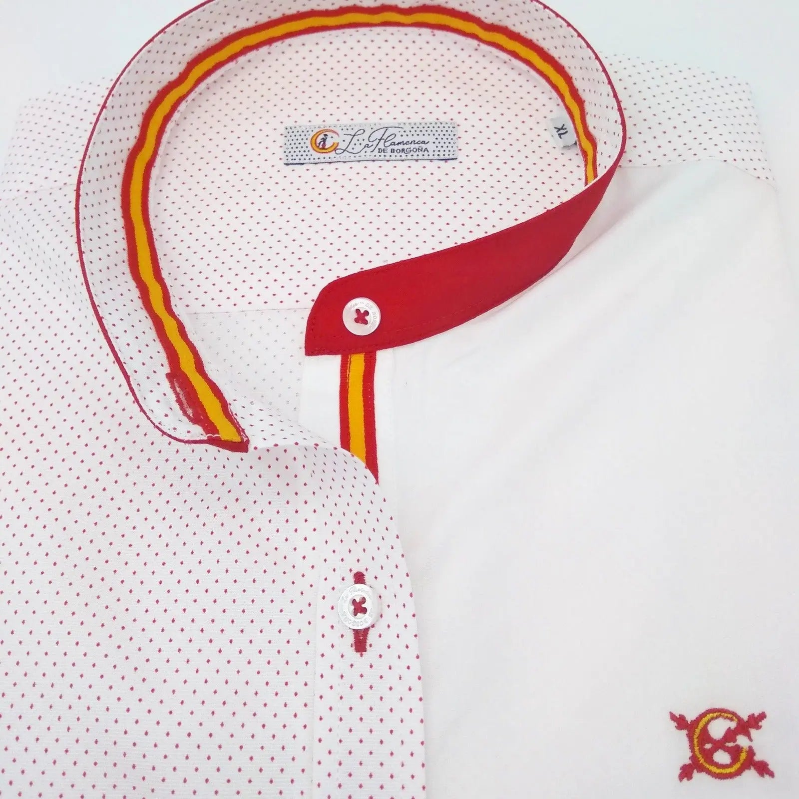 Comprar Camisa mao mujer bandera España - OFERTA Bandera España La Flamenca de Borgoña Patricia Muñoz VOX