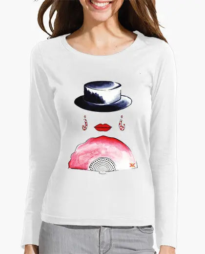 Comprar Camiseta Flamenca con abanico Bandera España La Flamenca de Borgoña Patricia Muñoz VOX