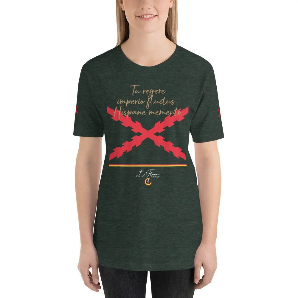 Comprar Camiseta de España "Tu regere imperio fluctus hispane memento" Unisex Bandera España La Flamenca de Borgoña Patricia Muñoz VOX