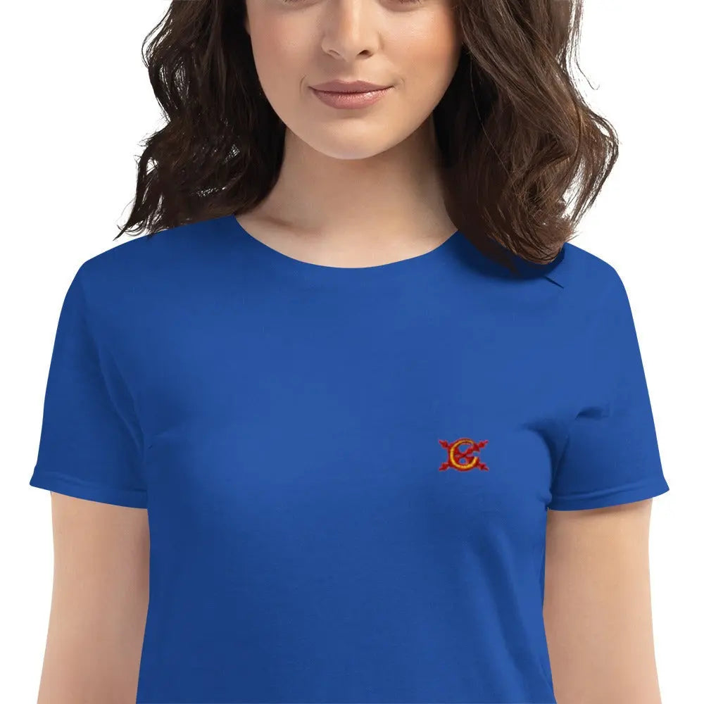 Comprar Camiseta de España Mujer azul cuello redondo Bandera España La Flamenca de Borgoña Patricia Muñoz VOX