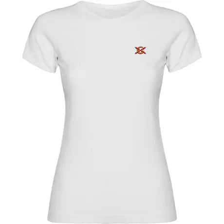 Comprar Camiseta de España blanca Mujer manga corta Bandera España La Flamenca de Borgoña Patricia Muñoz VOX