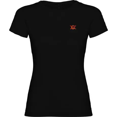 Comprar Camiseta de España negra Mujer cuello redondo Bandera España La Flamenca de Borgoña Patricia Muñoz VOX