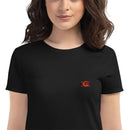 Comprar Camiseta de España negra Mujer cuello redondo Bandera España La Flamenca de Borgoña Patricia Muñoz VOX
