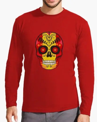 Comprar Camiseta hombre Calavera de España manga larga Bandera España La Flamenca de Borgoña Patricia Muñoz VOX