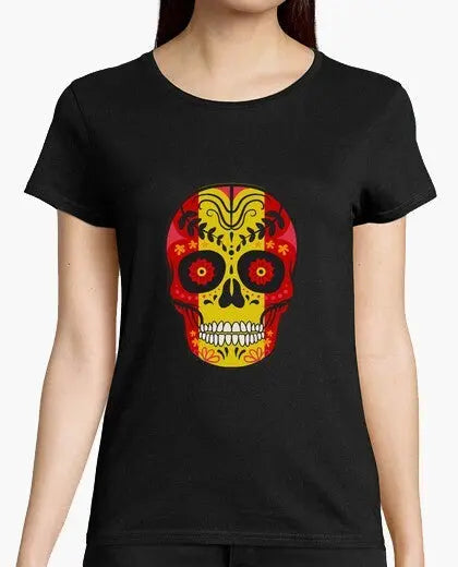 Comprar Camiseta mujer Calavera de España Bandera España La Flamenca de Borgoña Patricia Muñoz VOX