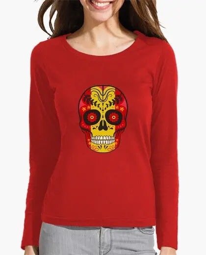 Comprar Camiseta mujer Calavera de España manga larga Bandera España La Flamenca de Borgoña Patricia Muñoz VOX