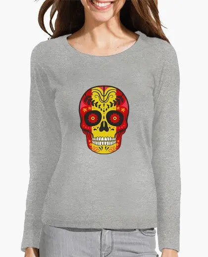 Comprar Camiseta mujer Calavera de España manga larga Bandera España La Flamenca de Borgoña Patricia Muñoz VOX