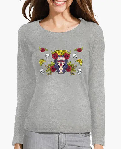 Comprar Camiseta mujer La Muerte manga larga Bandera España La Flamenca de Borgoña Patricia Muñoz VOX