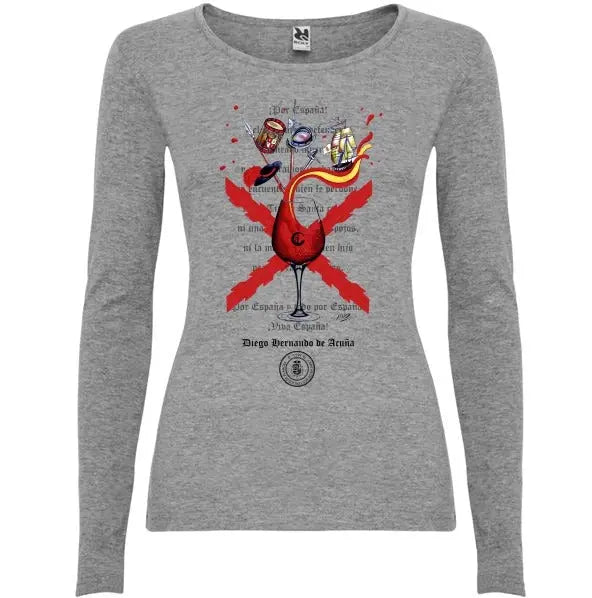 Comprar Camiseta mujer manga larga Brindis de los Tercios y poema Bandera España La Flamenca de Borgoña Patricia Muñoz VOX