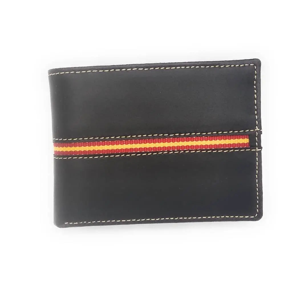 Comprar Cartera Bandera de España piel Ubrique azul línea central Bandera España La Flamenca de Borgoña Patricia Muñoz VOX