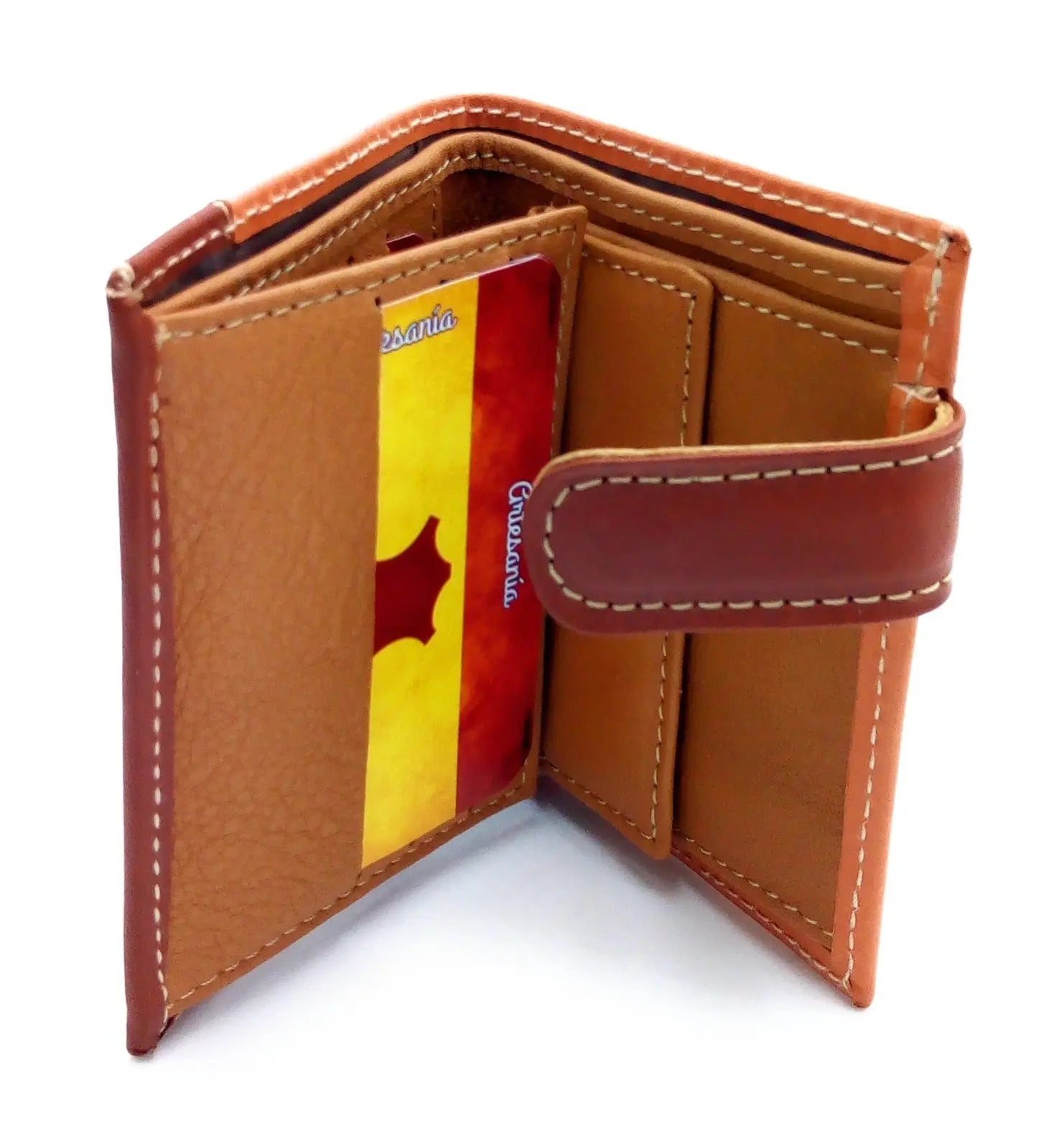 Comprar Cartera España piel marrón Bandera España La Flamenca de Borgoña Patricia Muñoz VOX