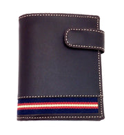 Comprar Cartera piel Ubrique vertical marrón con cierre y bandera España. La Flamenca de Borgoña, Bandera de España, Cruz de Borgoña, Patricia Muñoz, VOX, Santiago Abascal 
