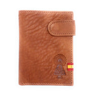 Comprar Cartera piel cuero Virgen del Pilar Bandera España La Flamenca de Borgoña Patricia Muñoz VOX