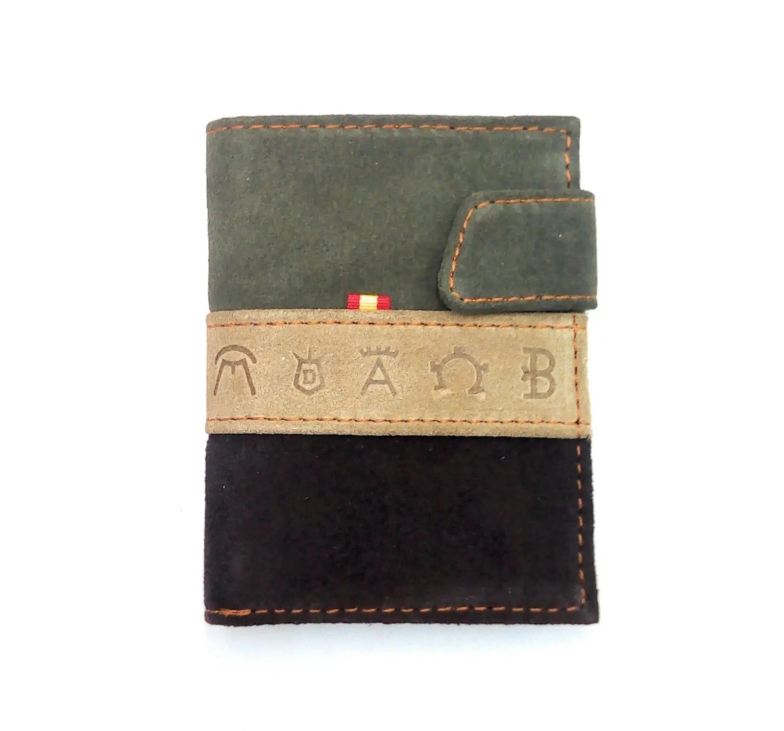 Comprar Cartera taurina tricolor piel serraje Ubrique Bandera Españar hierros taurinos Bandera España La Flamenca de Borgoña Patricia Muñoz VOX