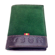 Comprar Cartera serraje verde y sellado taurino hierros Bandera España La Flamenca de Borgoña Patricia Muñoz VOX