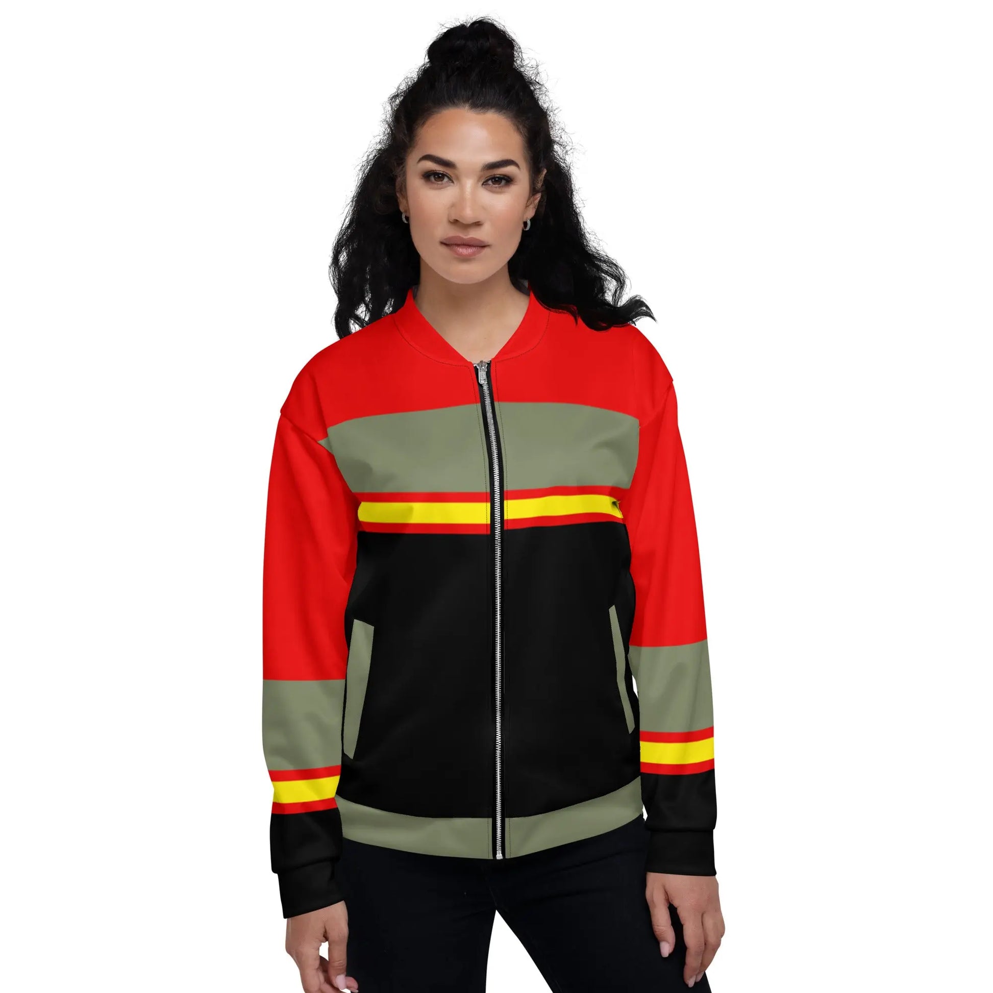 Comprar Chaqueta Bandera España bomber unisex Bandera España La Flamenca de Borgoña Patricia Muñoz VOX