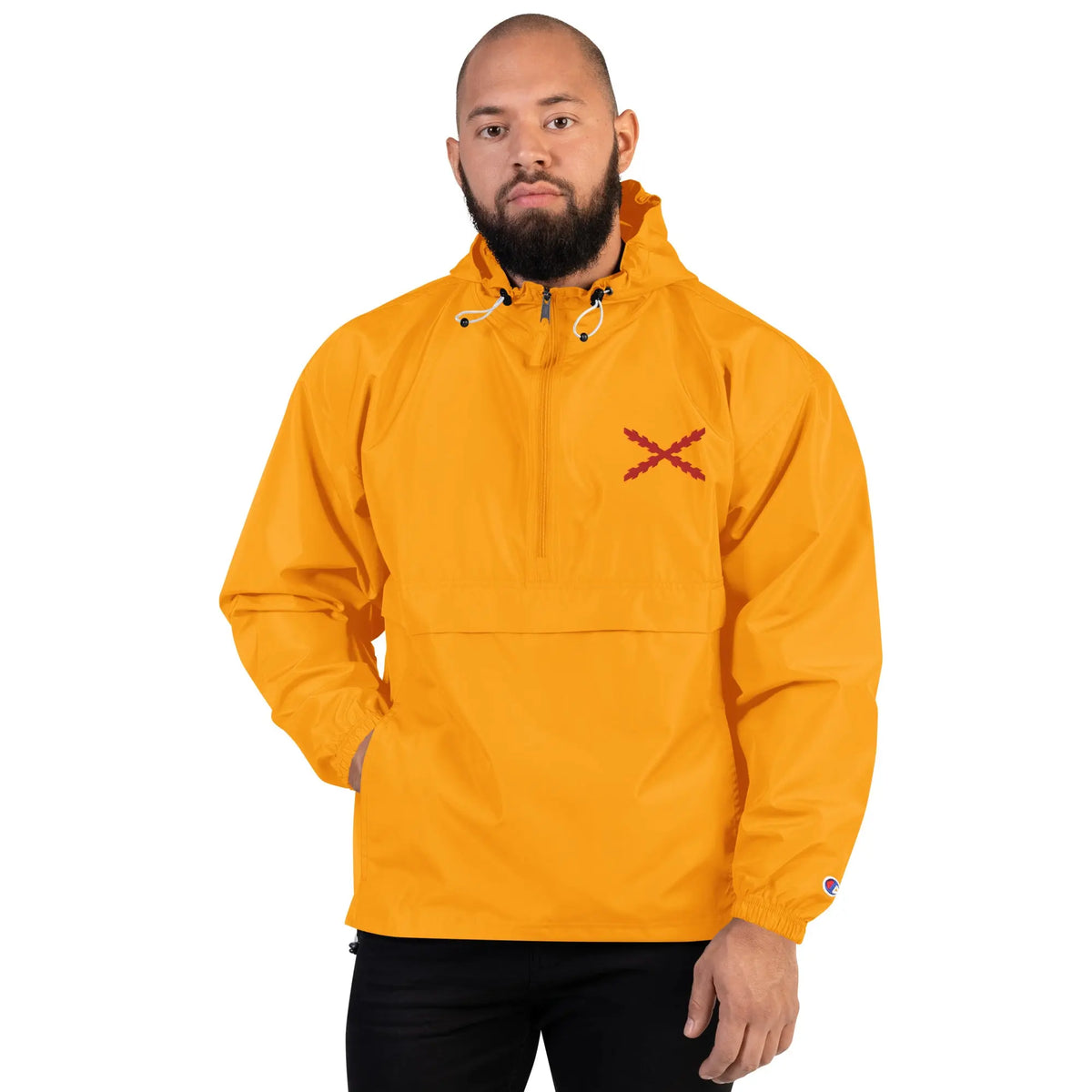Chaqueta chubasquero plegable Champion Cruz de Borgona bordada