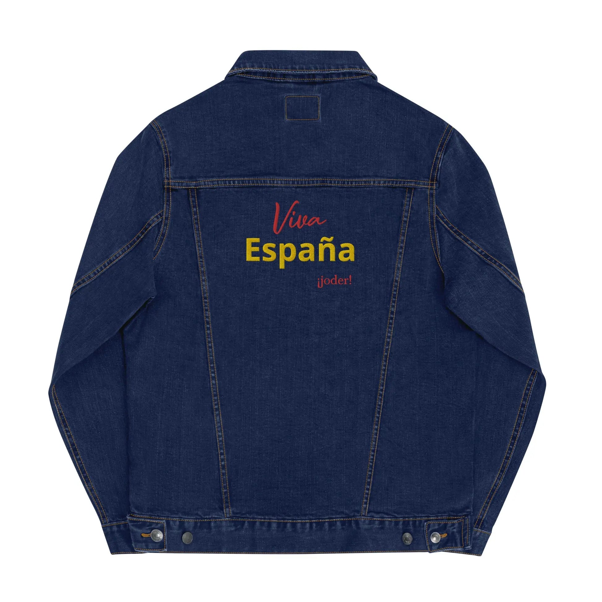 Comprar Chaqueta denim unisex Viva España ¡joder! Bandera España La Flamenca de Borgoña Patricia Muñoz VOX