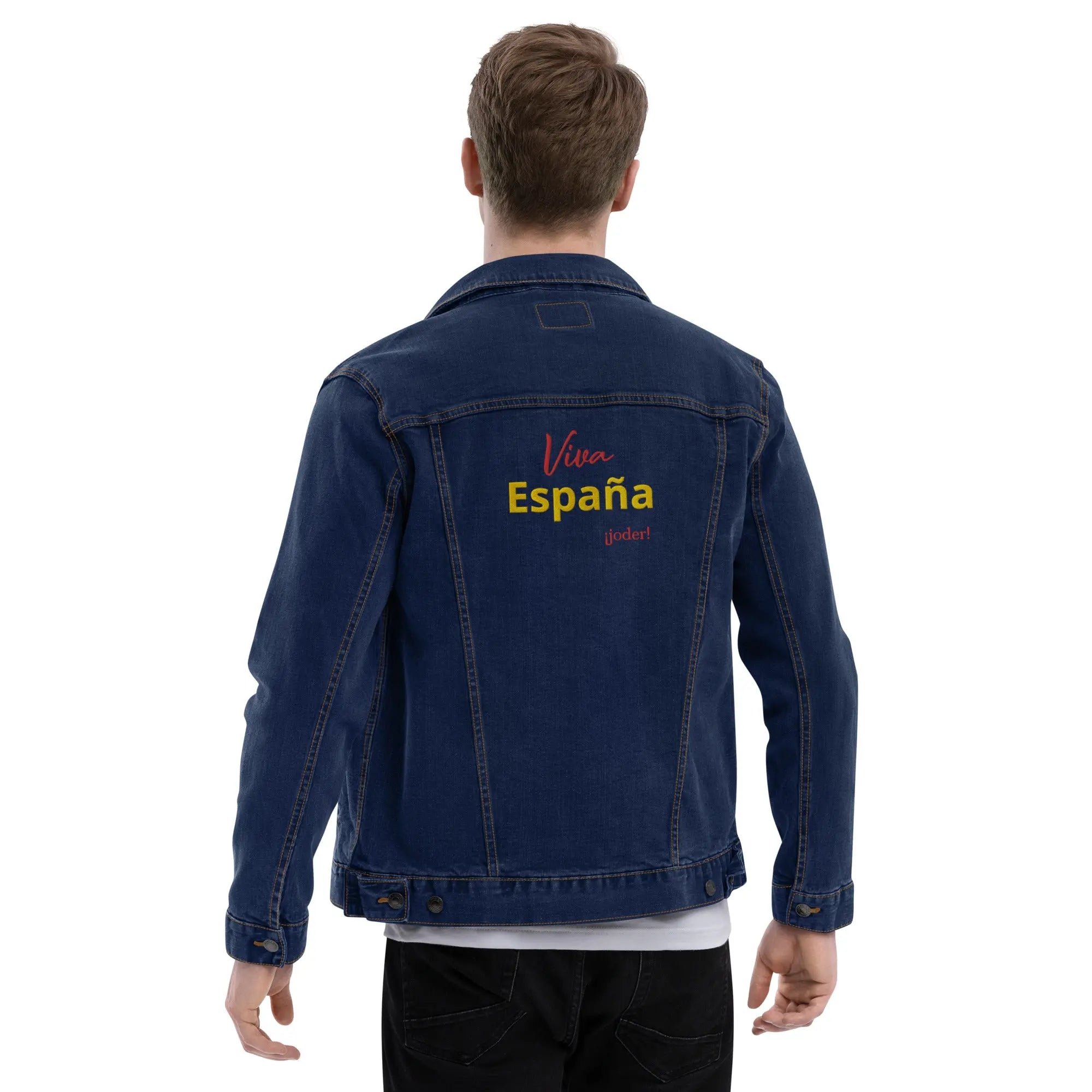 Comprar Chaqueta denim unisex Viva España ¡joder! Bandera España La Flamenca de Borgoña Patricia Muñoz VOX