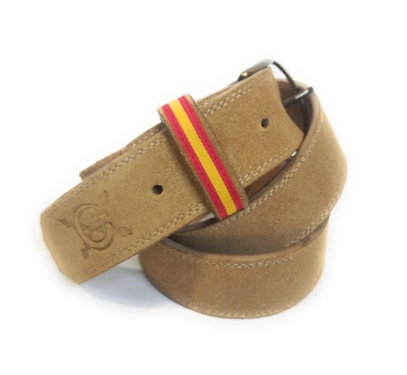 Comprar Cinturón bandera España Camel piel serraje Bandera España La Flamenca de Borgoña Patricia Muñoz VOX