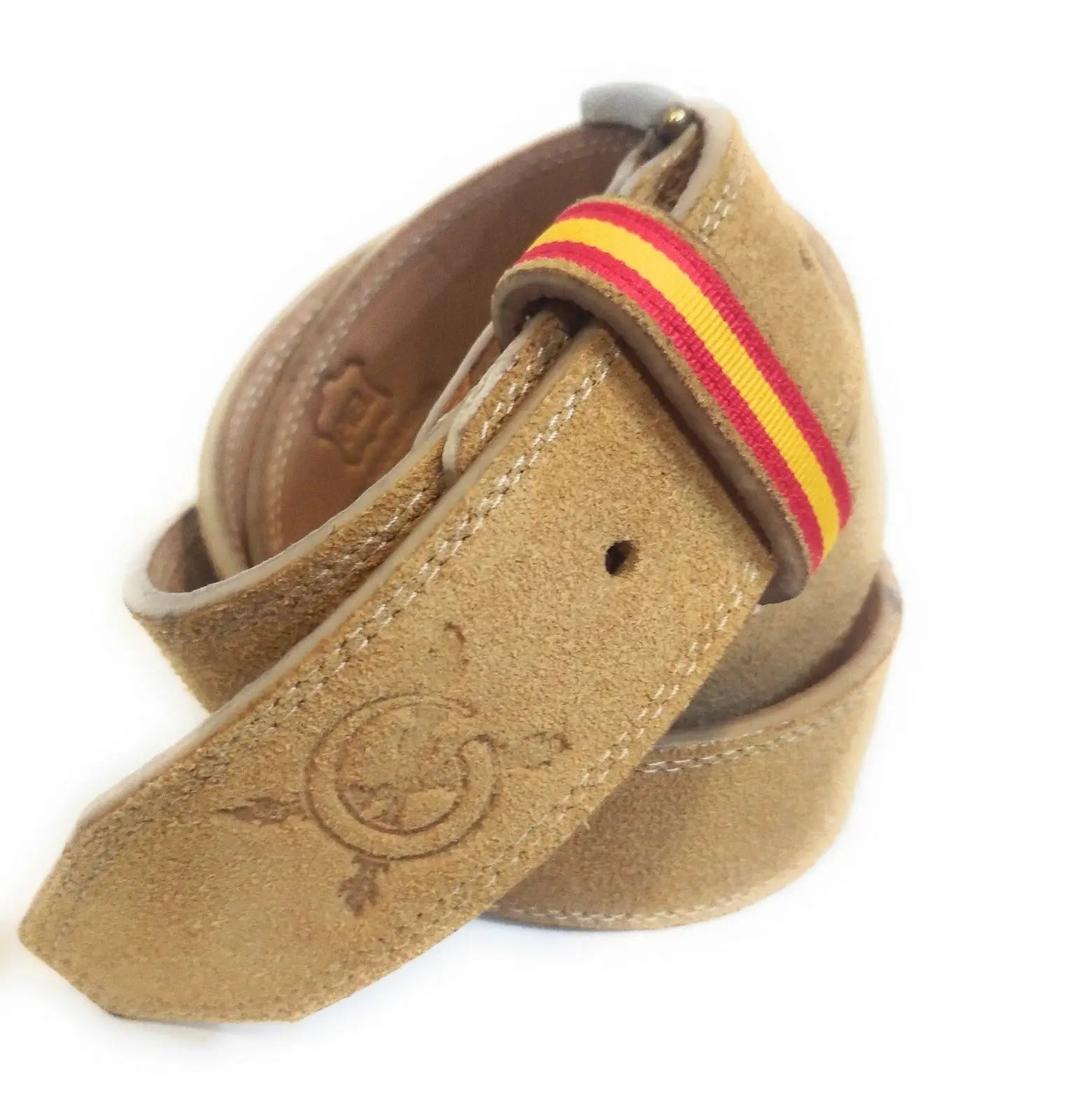 Comprar Cinturón bandera España Camel piel serraje Bandera España La Flamenca de Borgoña Patricia Muñoz VOX