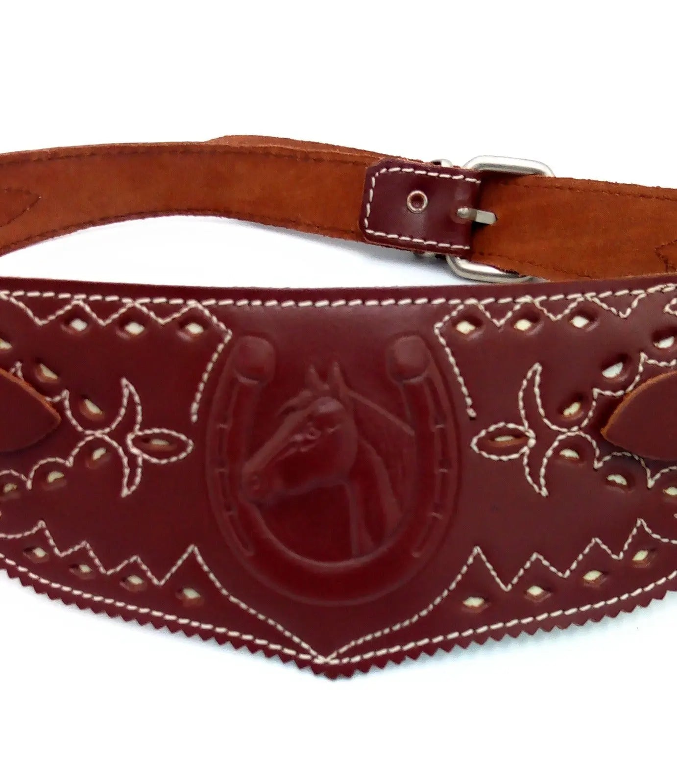 Comprar Cinturón piel Romero caballo Bandera España La Flamenca de Borgoña Patricia Muñoz VOX