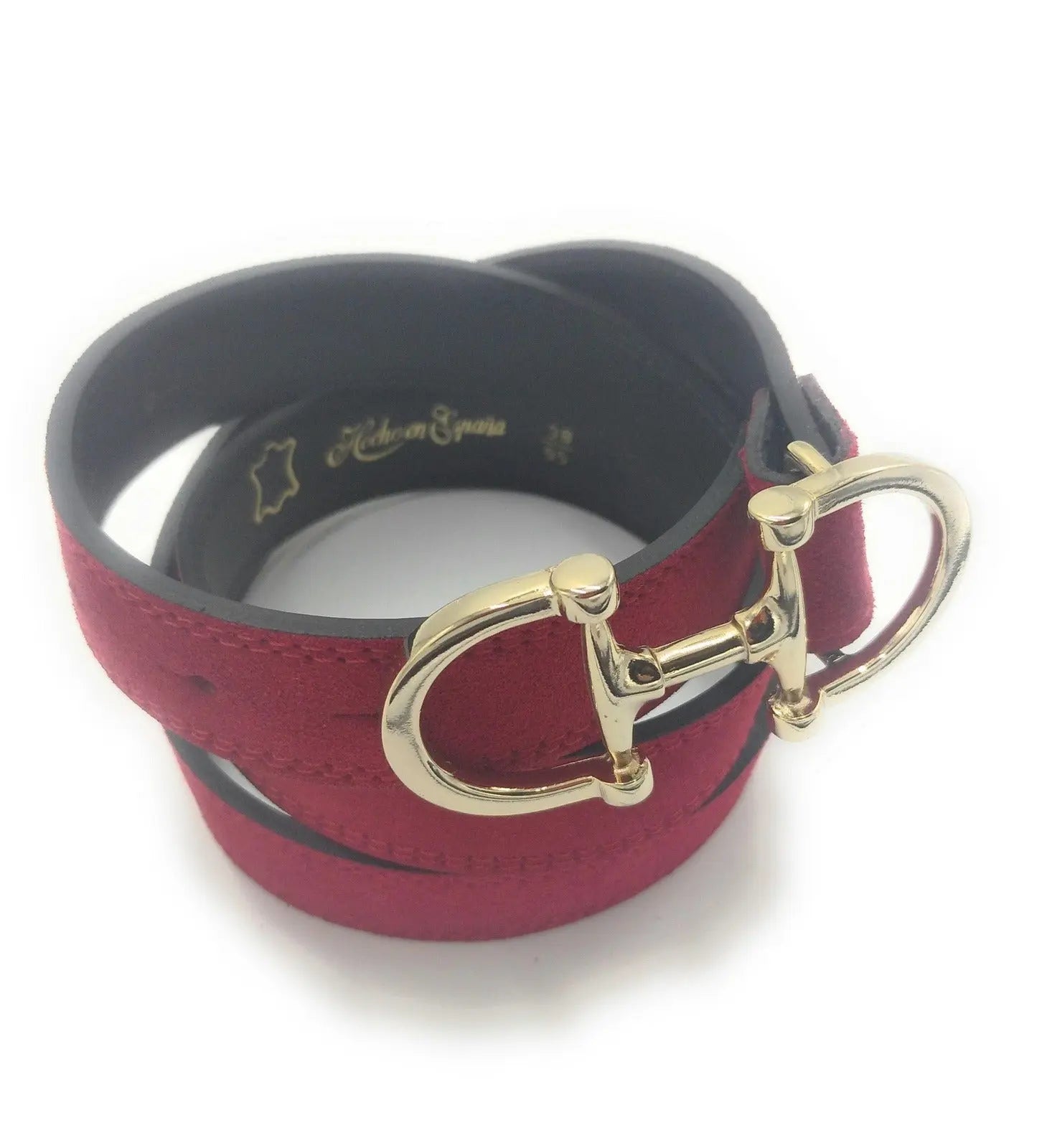 Comprar Cinturón rojo serraje Mordida de caballo Bandera España La Flamenca de Borgoña Patricia Muñoz VOX